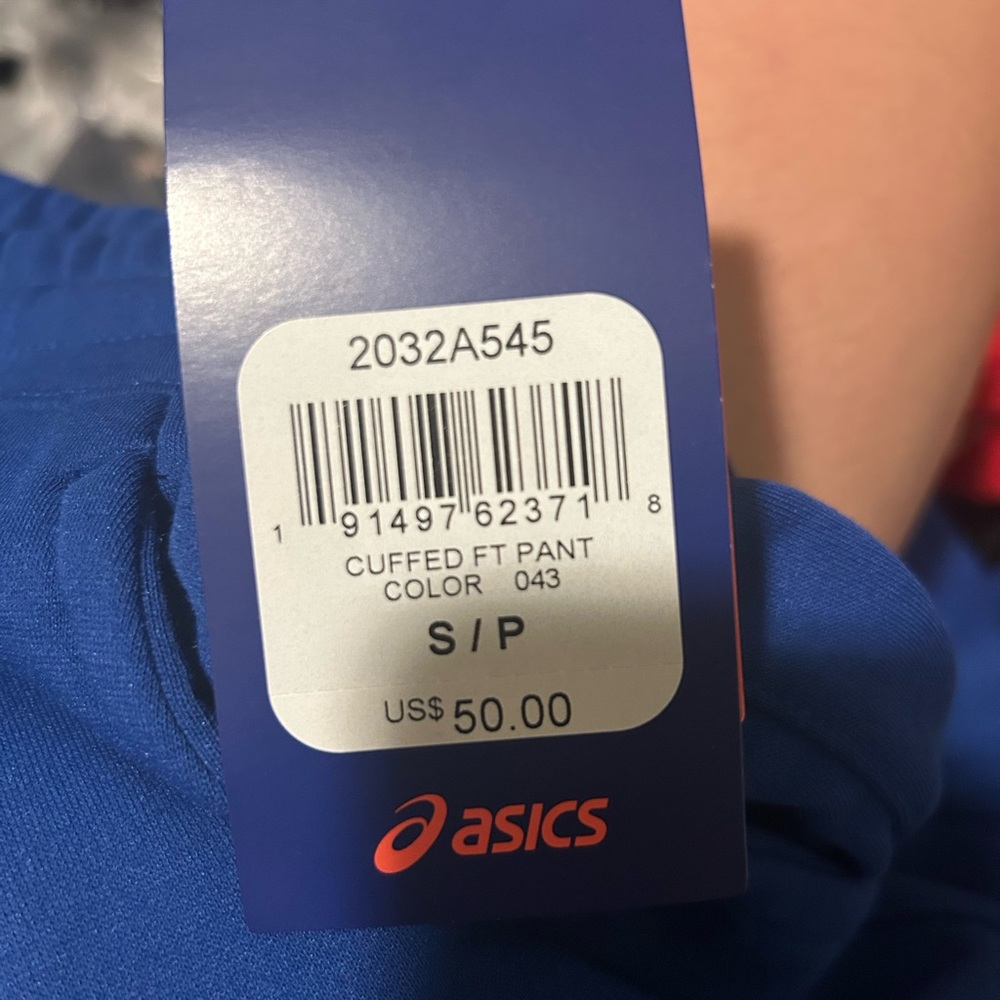 Asics French Terry Athletic Jogger Pants Blue Mens Size s